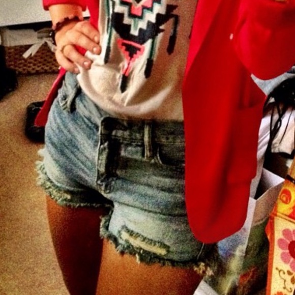 Free People mid-rise destroyed shorts - Picture 3 of 3